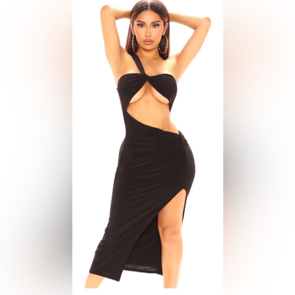 Black Lined Midi Dress Size L